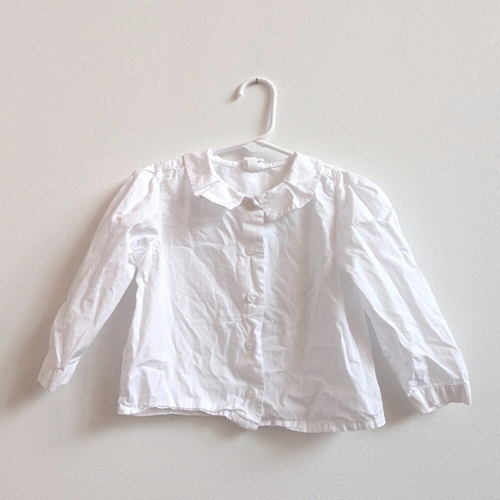 Vtg Y2k Baby Gap White Button Down Shirt Girls Sz 2T Collared Classic Staple
